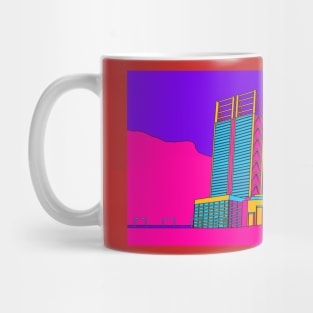 Purple Perth Skyline Pop Art Style Mug